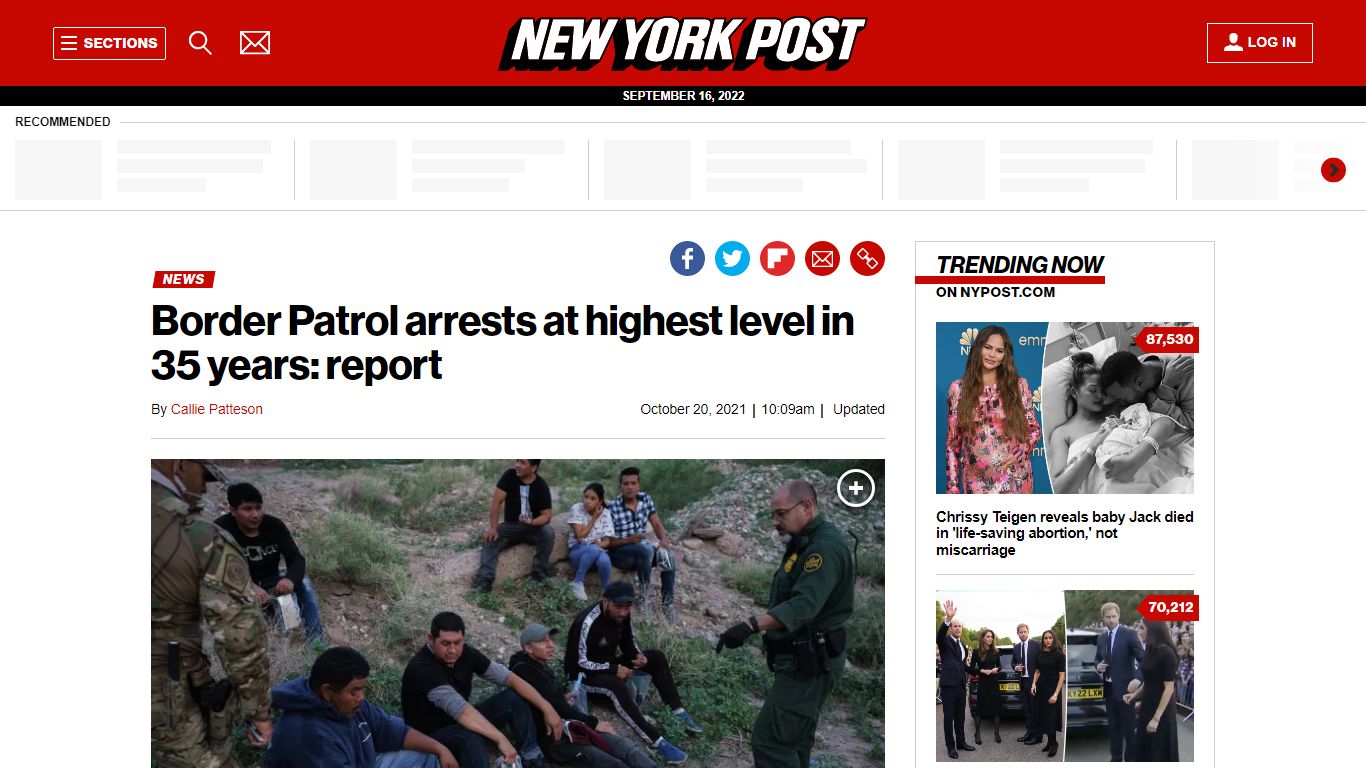 Border Patrol arrests at highest level in 35 years: report - New York Post